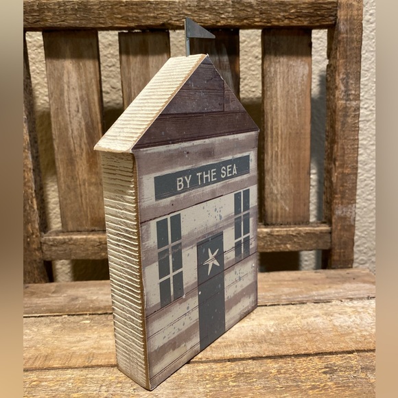 By The Sea Wood Sign, Beach House Decor For Tier Trays, Beach Tabletop Sign - Picture 7 of 11